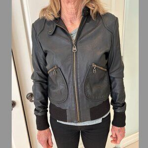 Doma Leather Moto Jacket, Black